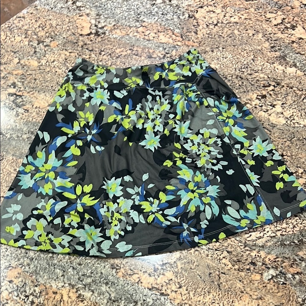 REI Floral A-Line Skirt - Black and Blue